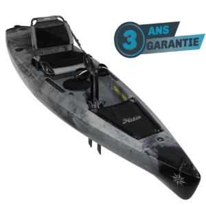 Kayak de pêche à propulsion homologué mer Hobie Compass couleur dune camo vue de 3/4 homologué CE